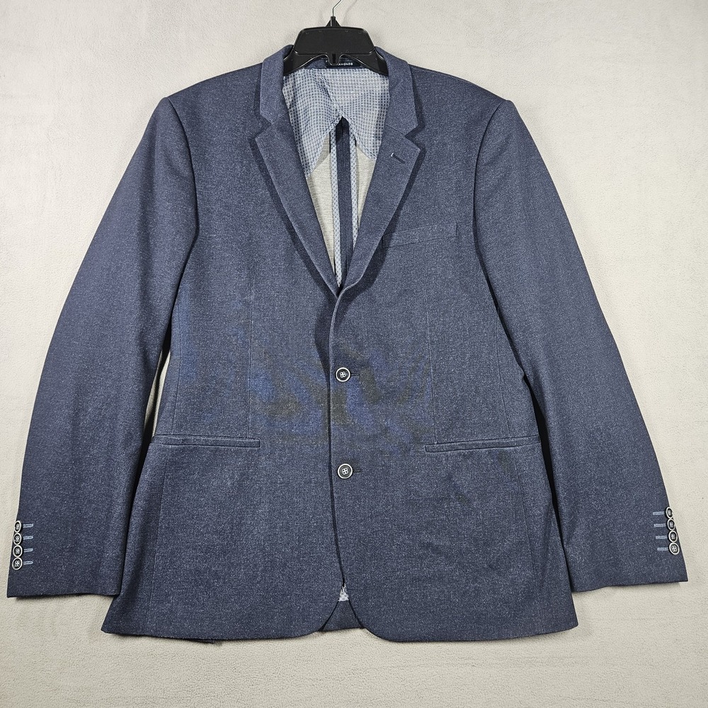 7 Diamonds Ancona Blazer Mens Large Blue Stretch Two Button Double Vent Comfort